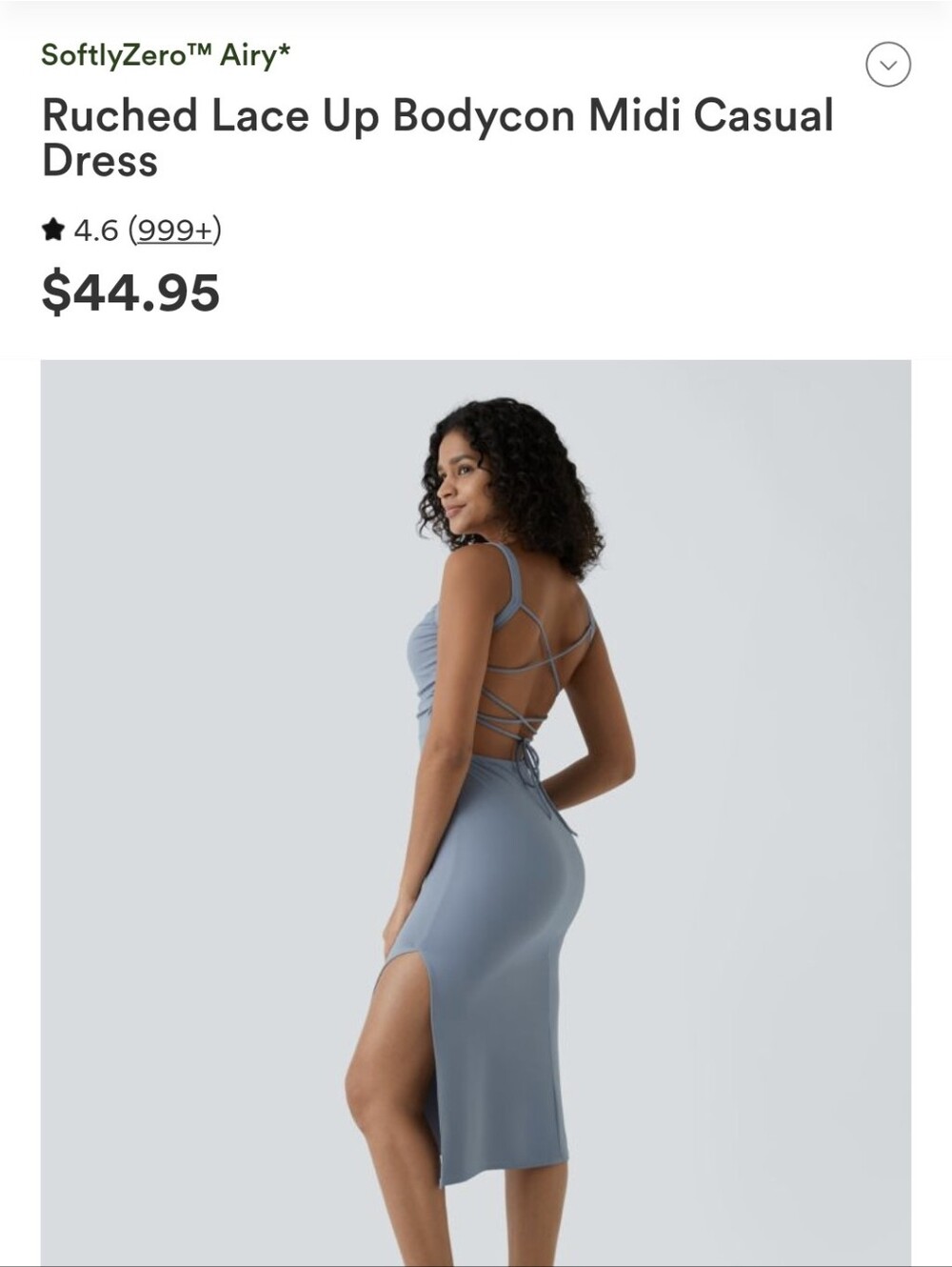 HALARA Ruched Lace-Up Bodycon Midi Dress - Dusty Blue